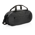 Branded sports bag in recycled polyester black colour