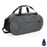 Branded sports bag in recycled polyester dark grey colour