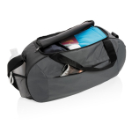 Branded sports bag in recycled polyester dark grey colour
