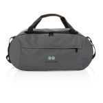 Branded sports bag in recycled polyester dark grey colour