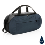 Branded sports bag in recycled polyester navy-blue colour