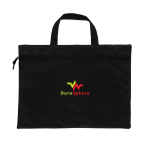Simple recycled promotional document holder with handle black colour view with logo