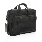 Durable recycled polyester laptop briefcase, 15.6” black colour