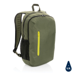 Branded backpack with colour detail for 15” laptop dark green colour