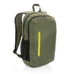 Branded backpack with colour detail for 15” laptop dark green colour