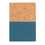 Cork and kraft notebook with recycled paper, A5 ruled blue colour