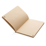 Cork and kraft notebook with recycled paper, A5 ruled blue colour