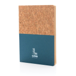 Cork and kraft notebook with recycled paper, A5 ruled blue colour