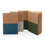 Cork and kraft notebook with recycled paper, A5 ruled blue colour