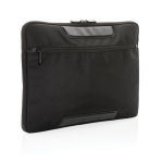 Recycled polyester laptop sleeve with logo, 15.6” black colour