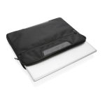 Recycled polyester laptop sleeve with logo, 15.6” black colour