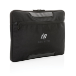 Recycled polyester laptop sleeve with logo, 15.6” black colour