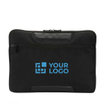 Recycled polyester laptop sleeve with logo, 15.6” black colour