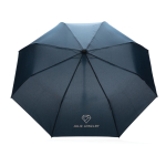 Compact windproof RPET umbrella, foldable, Ø97 cm navy-blue colour