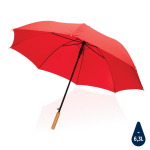 RPET pongee umbrella with bamboo handle, Ø120 cm red colour