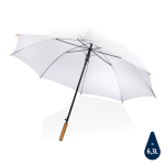 RPET pongee umbrella with bamboo handle, Ø120 cm white colour