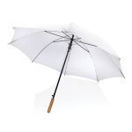 RPET pongee umbrella with bamboo handle, Ø120 cm white colour