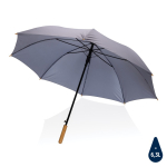 RPET pongee umbrella with bamboo handle, Ø120 cm dark grey colour