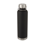 Large thermal sports bottle with metallic stripe, 1 L black colour