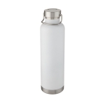 Large thermal sports bottle with metallic stripe, 1 L white colour