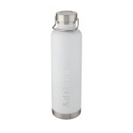 Large thermal sports bottle with metallic stripe, 1 L white colour