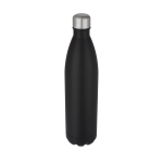 Large thermal stainless steel bottle with logo, 1 L black colour