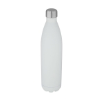 Large thermal stainless steel bottle with logo, 1 L white colour