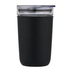 Borosilicate glass cup with recycled plastic, 420 ml black colour side view