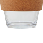 Branded glass cup with cork grip, 360 ml black colour third front view