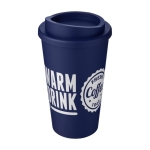 Quality double-insulated plastic travel mug, 350 ml dark blue colour