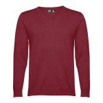 V-neck sweater partly made of cotton, 220 g/m2, THC Milan burgundy colour