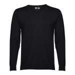 V-neck sweater partly made of cotton, 220 g/m2, THC Milan black colour