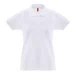 Women's cotton polo shirt, 240 g/m2, THC Monaco white colour first view