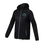 Waterproof women’s jacket, nylon, polyester, 60 g/m², Elevate Essentials black colour screen printing view