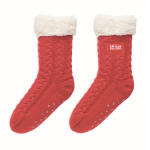 Lined, knitted stockings with non-slip dots red colour view with print area