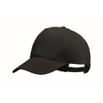 5-panel organic cotton baseball cap, 250 g/m2 black colour