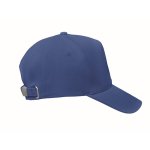5-panel organic cotton baseball cap, 250 g/m2 blue colour third view
