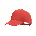 5-panel organic cotton baseball cap, 250 g/m2 red colour