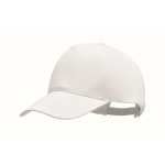 5-panel organic cotton baseball cap, 250 g/m2 white colour