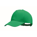 5-panel organic cotton baseball cap, 250 g/m2 green colour
