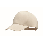 5-panel organic cotton baseball cap, 250 g/m2 beige colour