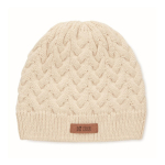 Knitted hat made of RPET in black or white view with print area