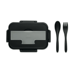 Tupperware made of PP with cutlery, handle and 2 levels, 1 L black colour