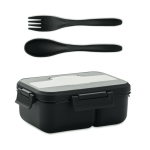 Tupperware made of PP with cutlery, handle and 2 levels, 1 L black colour