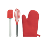 Baking set with glove, whisk and spatula red colour sixth view