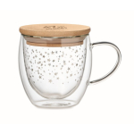 Glass cup with stars and bamboo lid, 220 ml transparent colour main view