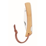 Simple folding knife with a bamboo handle wood colour second view