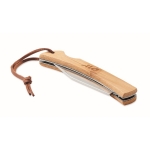 Simple folding knife with a bamboo handle wood colour main view