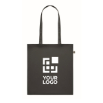Recycled tote bag in many colours with logo, 140 g/m2 black colour view with print area