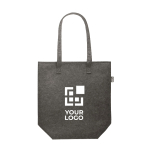 Branded RPET felt bag with long handles and your logo dark grey colour view with print area